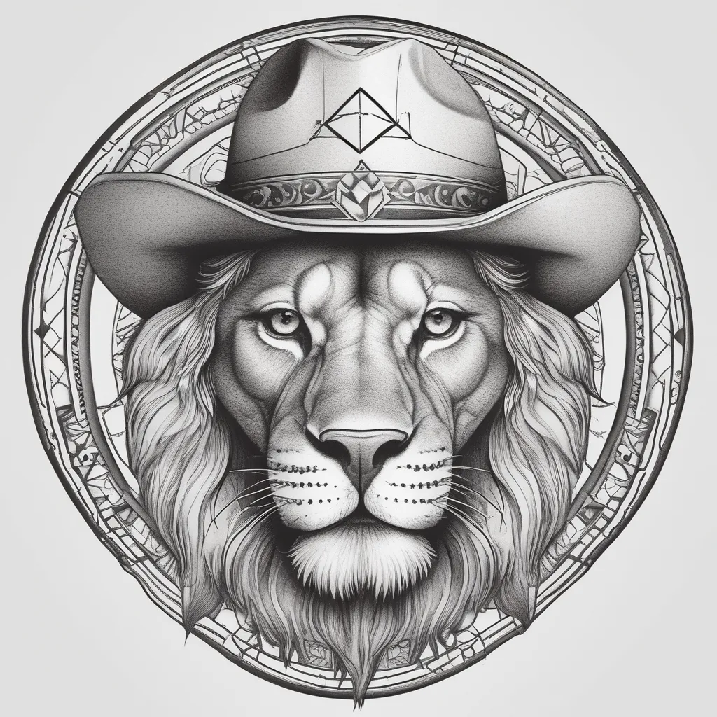 Lion Wearing Cowboy Hat dövme