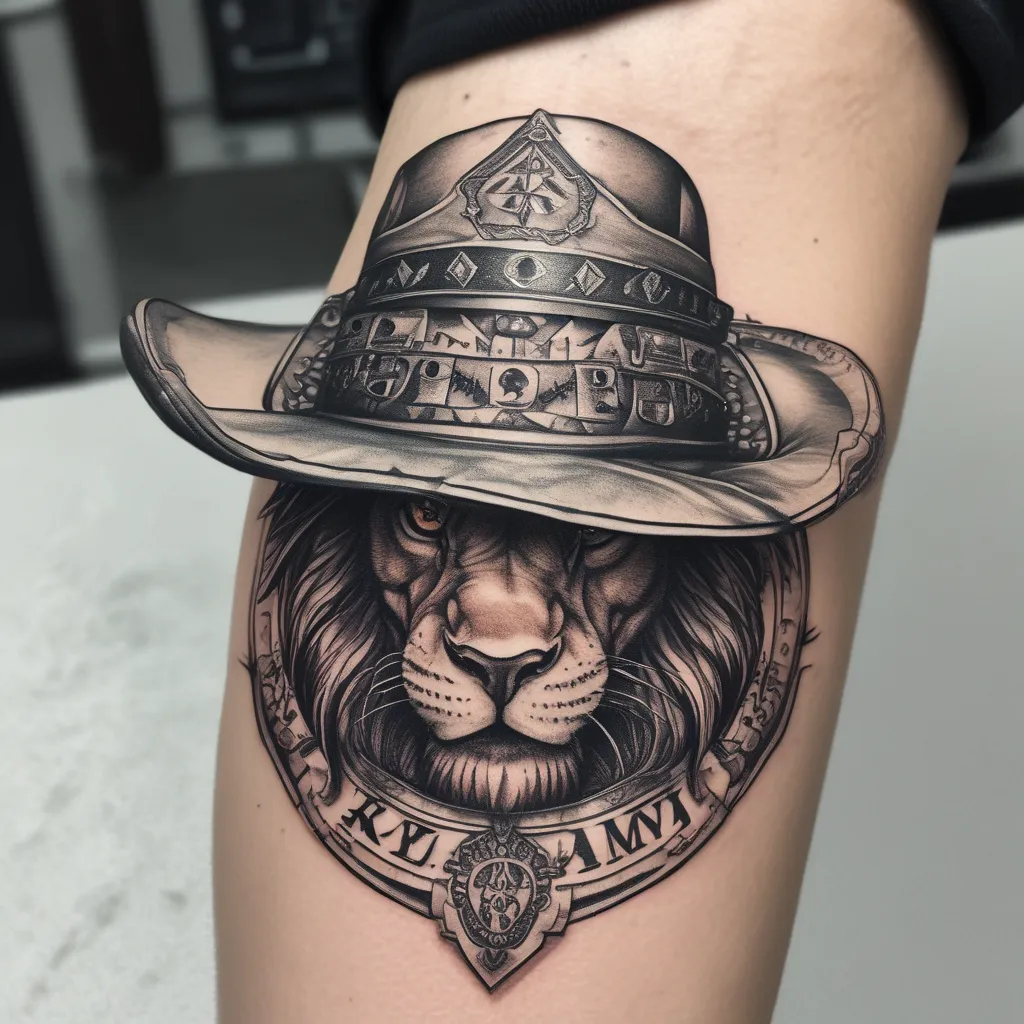 Lion Wearing Cowboy Hat tatouage