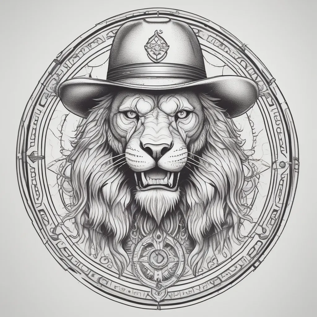 Lion Wearing Cowboy Hat tatouage