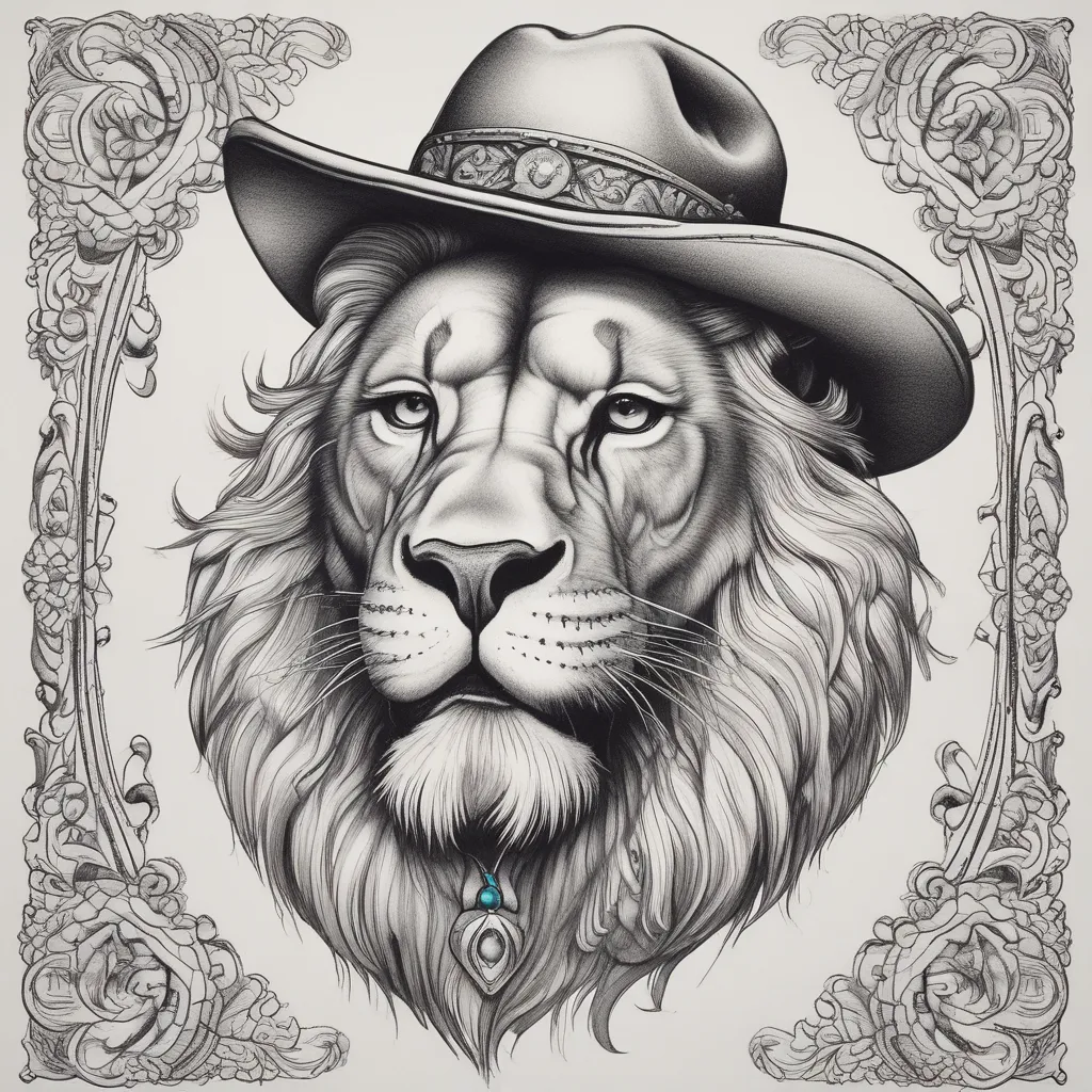 Lion Wearing Cowboy Hat tattoo