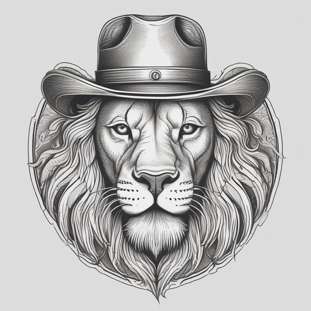 Lion Wearing Cowboy Hat 문신