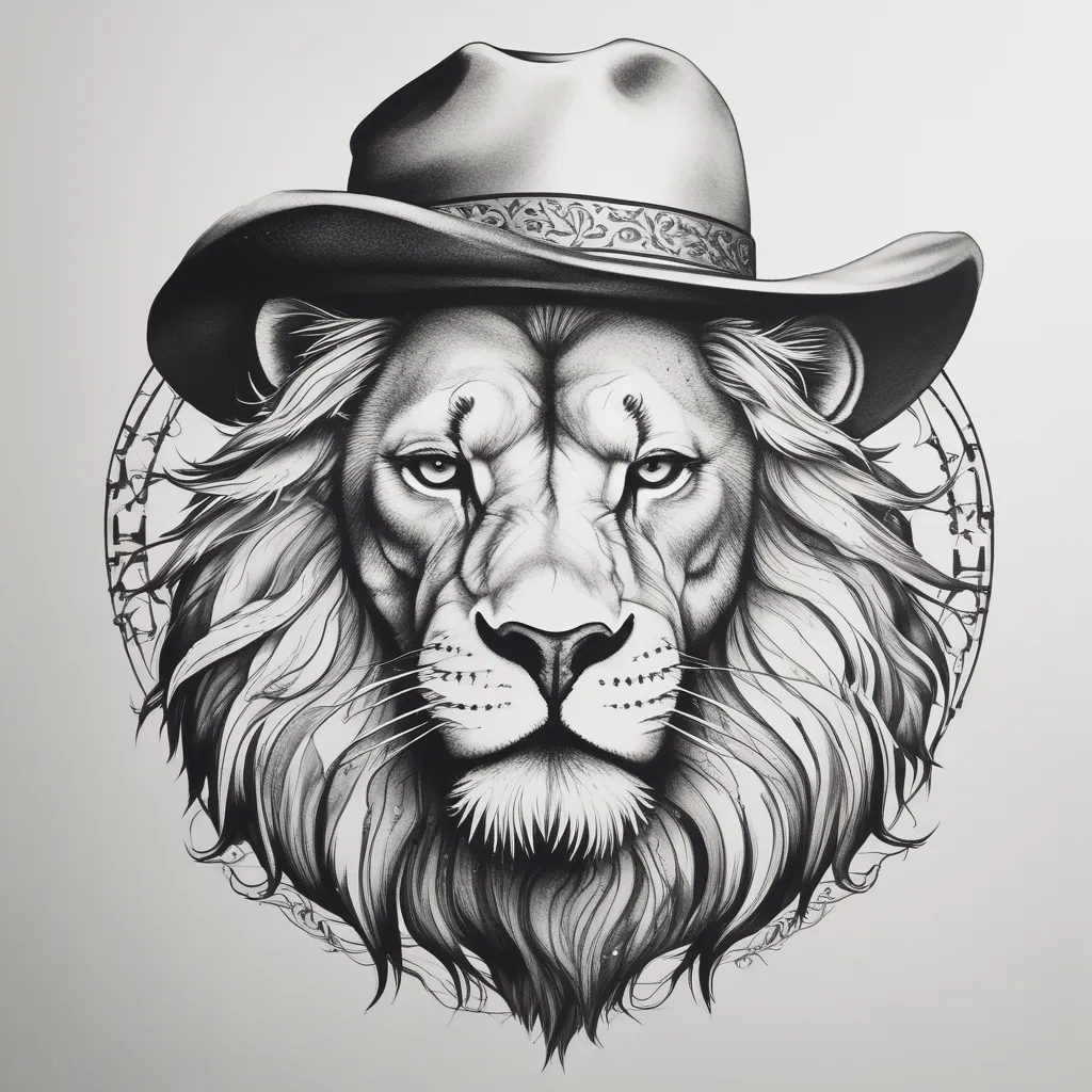 Lion Wearing Cowboy Hat
 문신