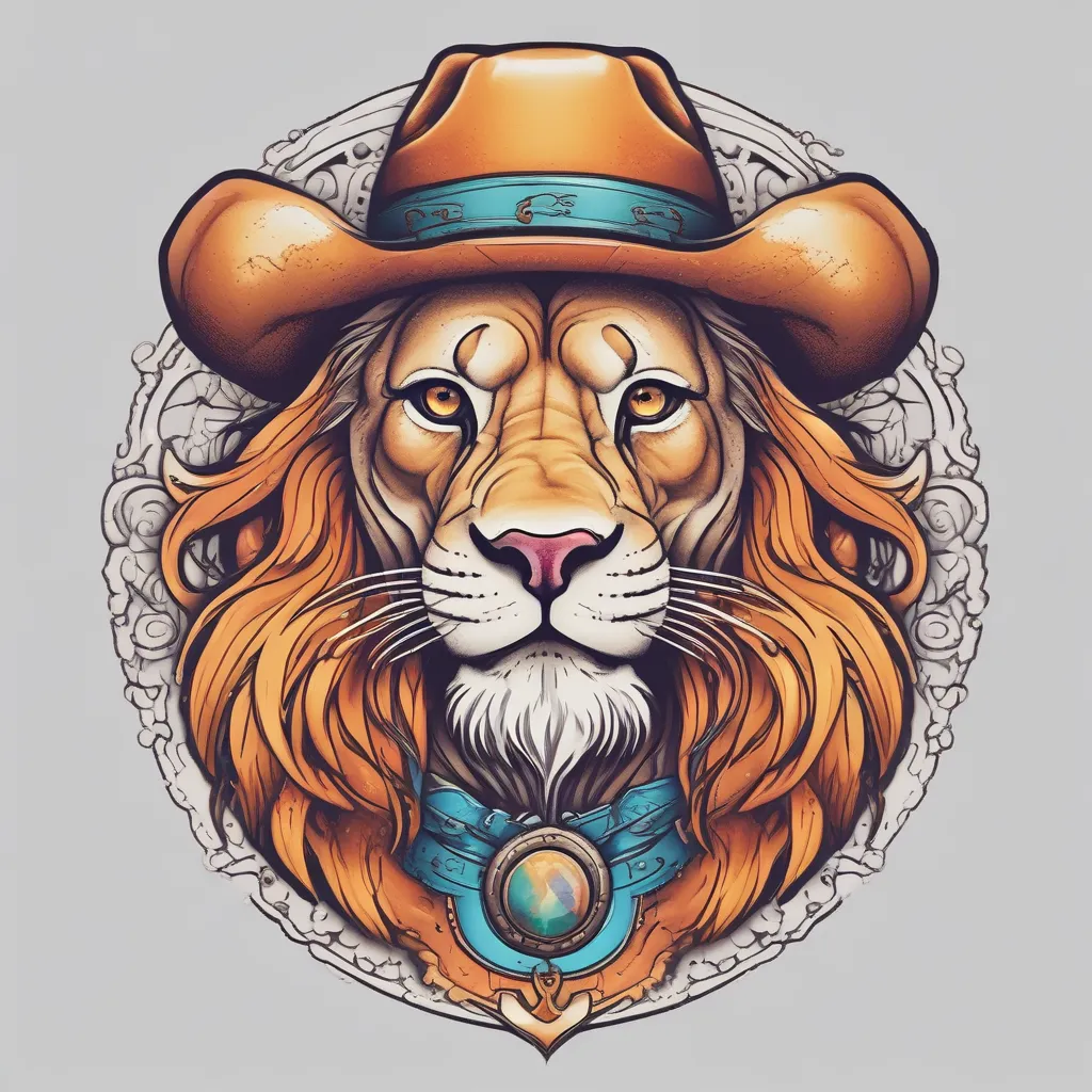 Lion Wearing Cowboy Hat dövme