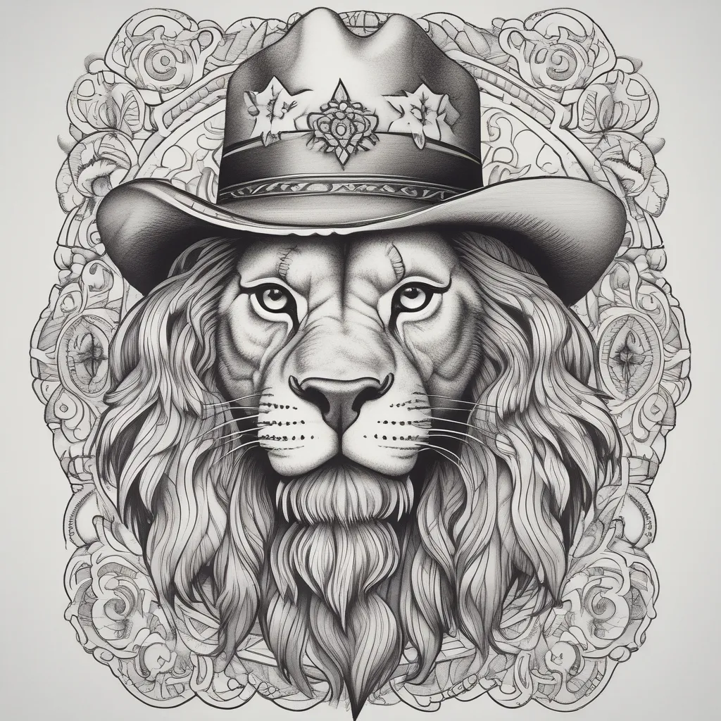 Lion Wearing Cowboy Hat 纹身