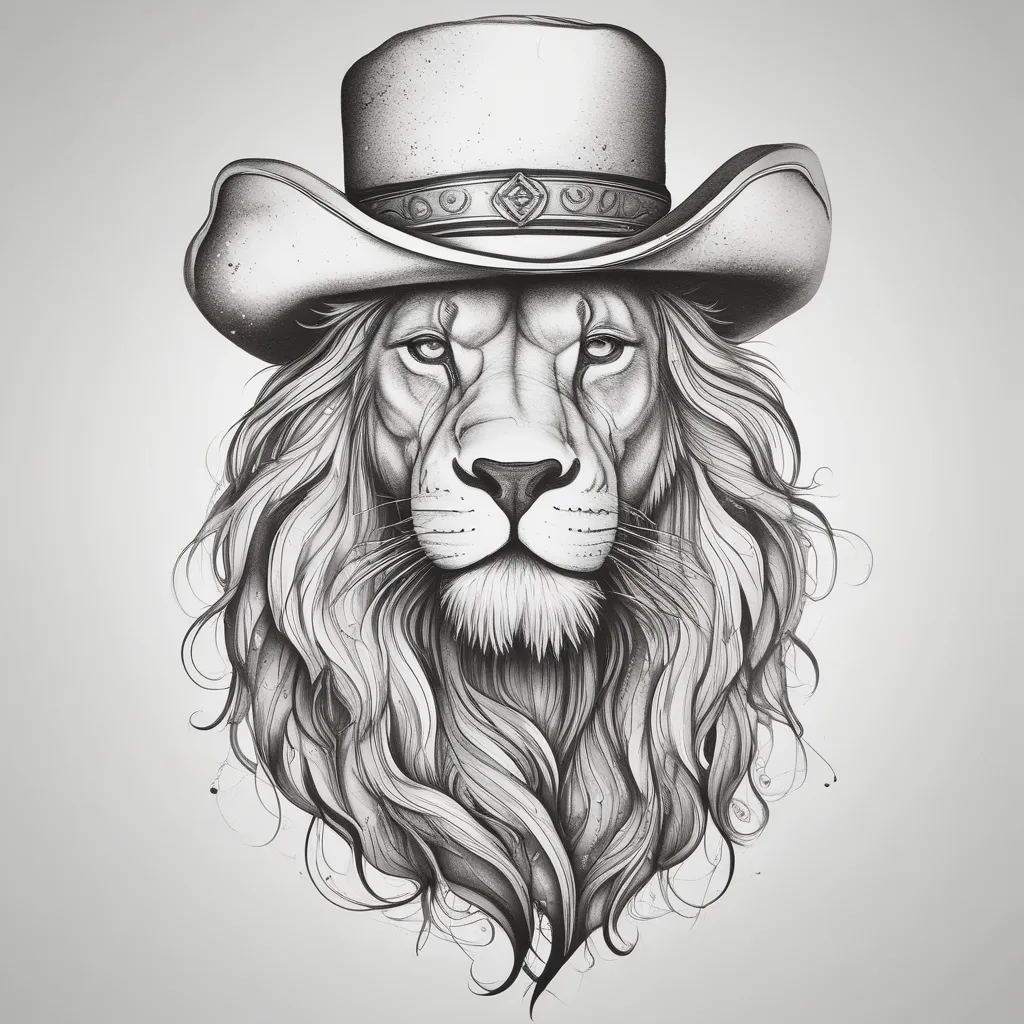 Lion Wearing Cowboy Hat tatuaż