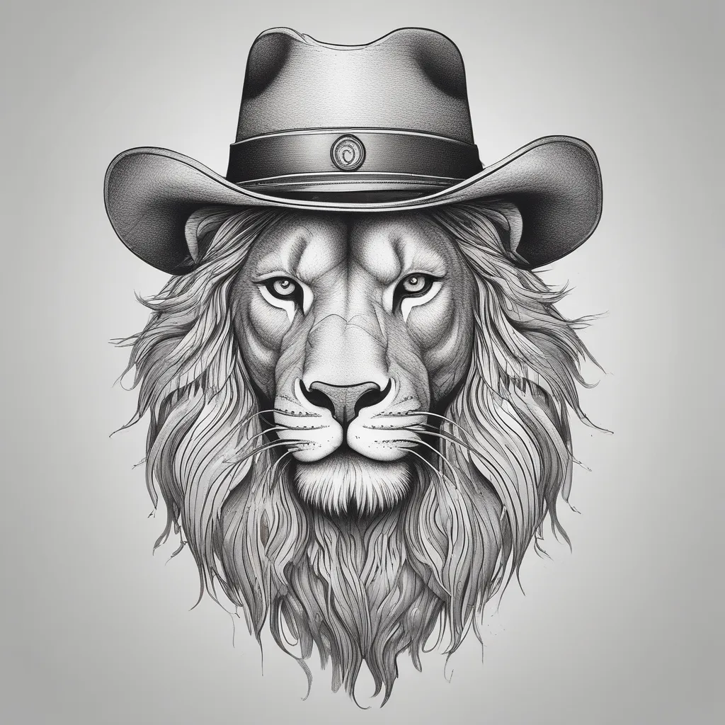 Lion Wearing Cowboy Hat dövme