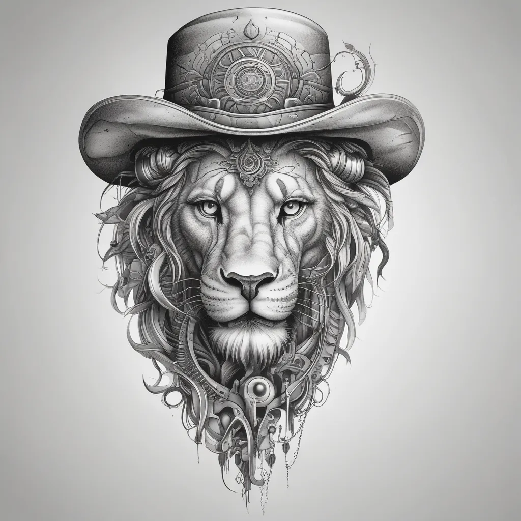 Lion Wearing Cowboy Hat 문신