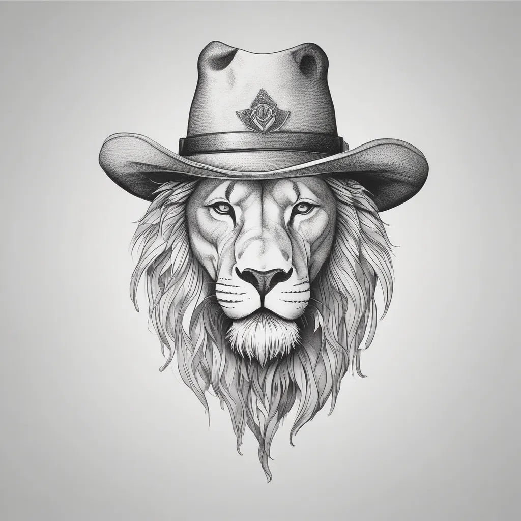 Lion Wearing Cowboy Hat dövme