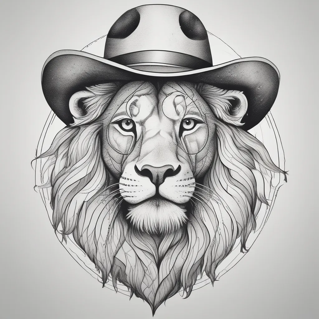 Lion Wearing Cowboy Hat 纹身