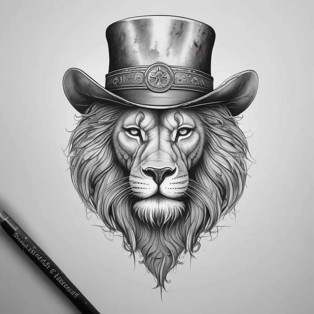 Lion Wearing Cowboy Hat tatuagem