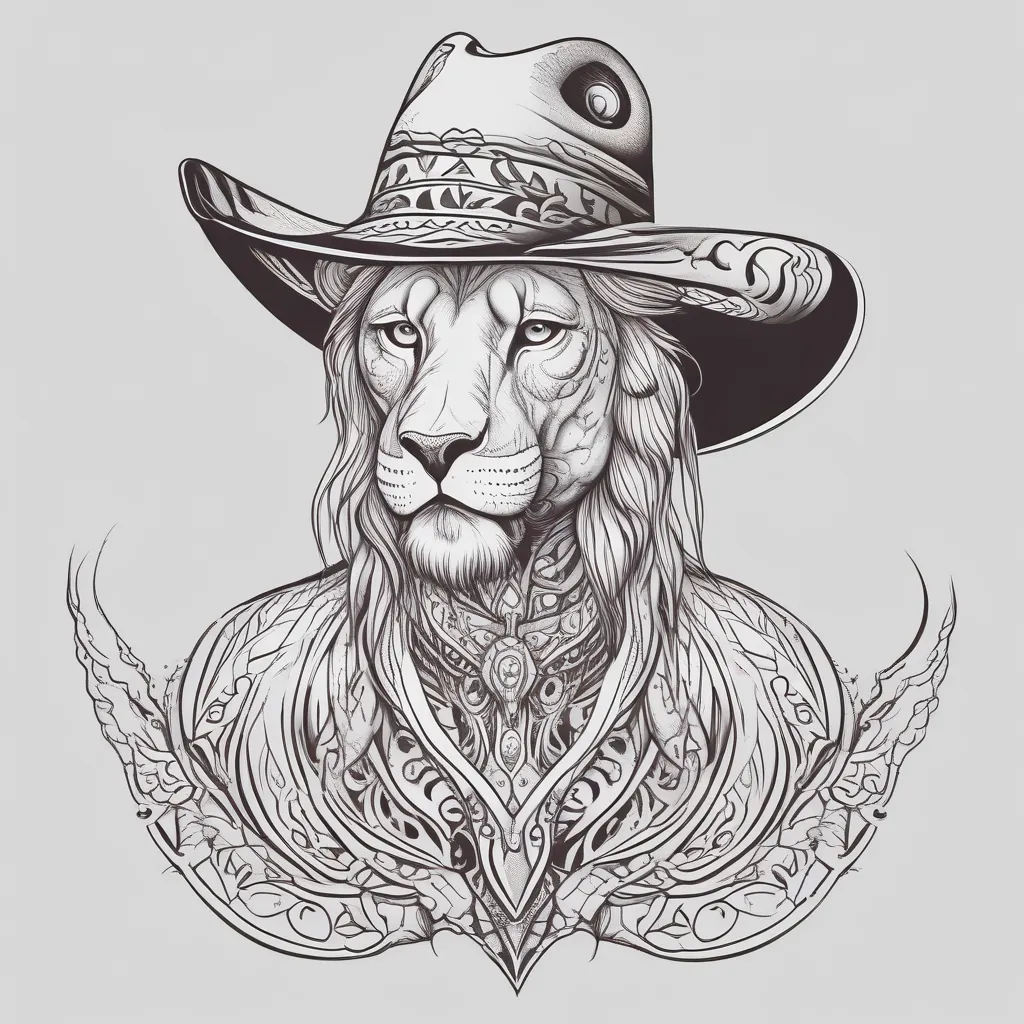 Lion Wearing Cowboy Hat tatoeage