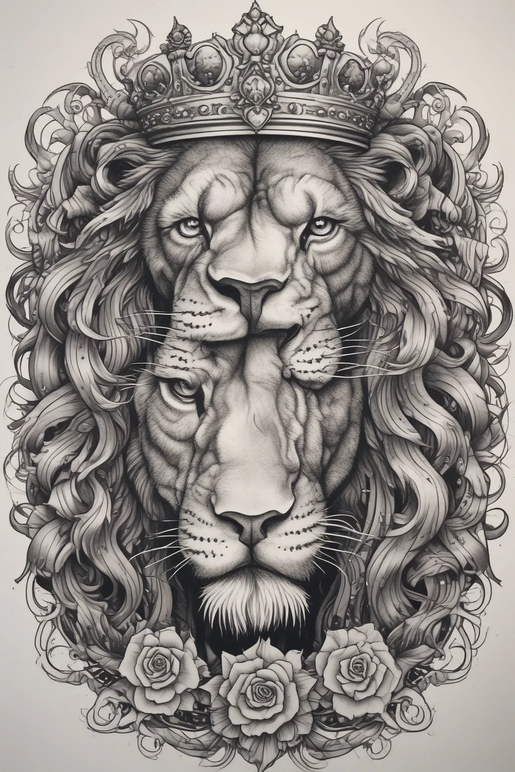 lion wearing crown of thorns tatuagem