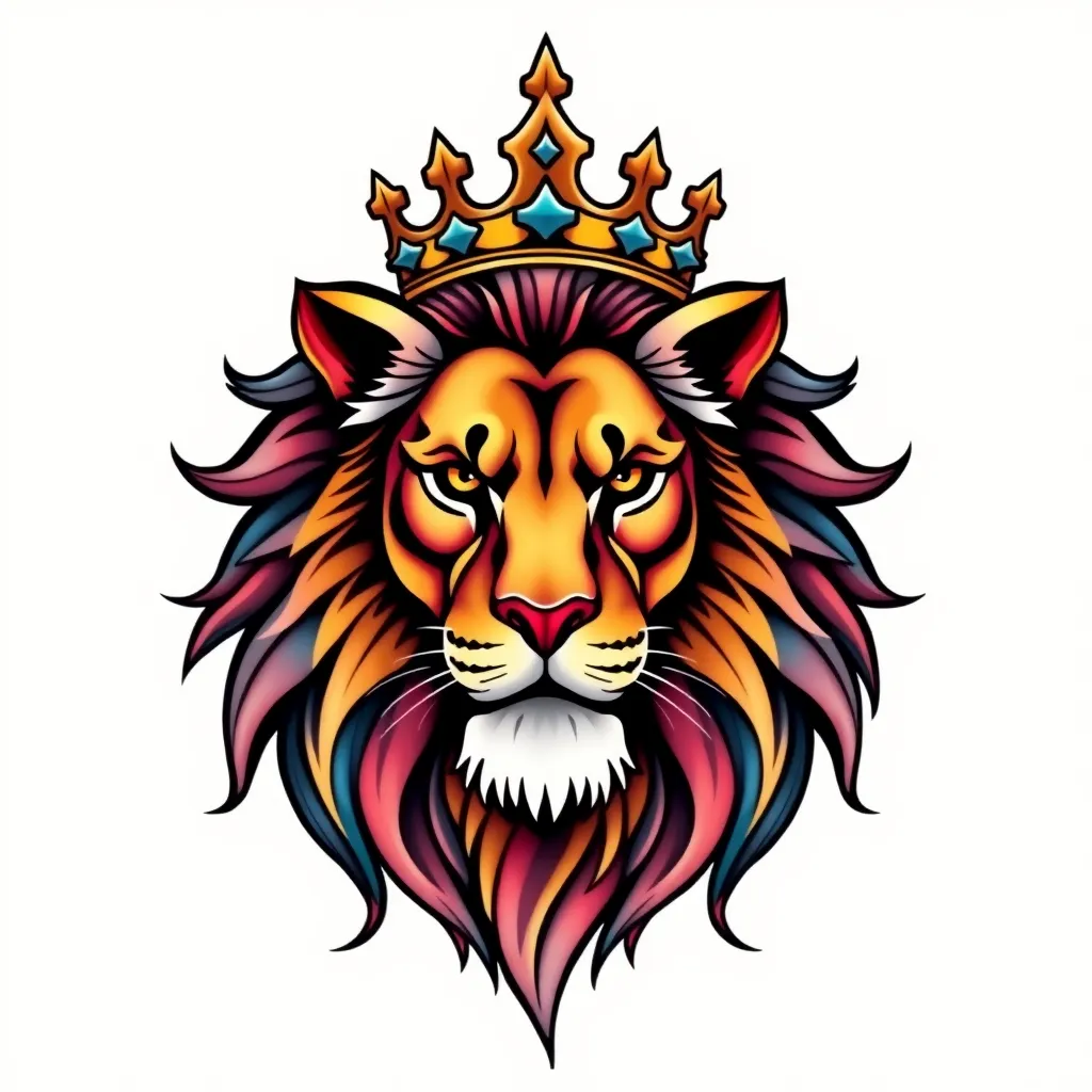 Lion com uma coroa, ultra realista وشم