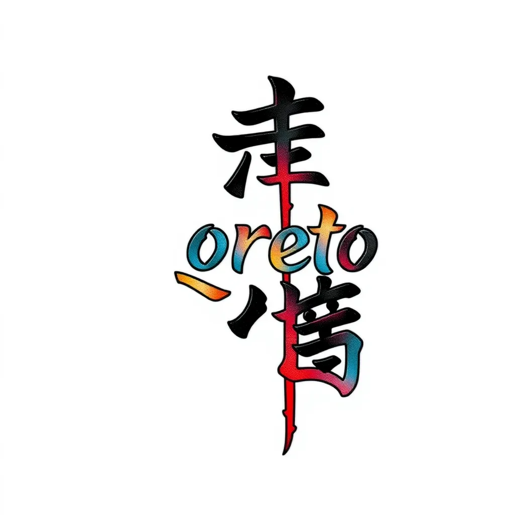 loreto 中文名字竖行 tattoo