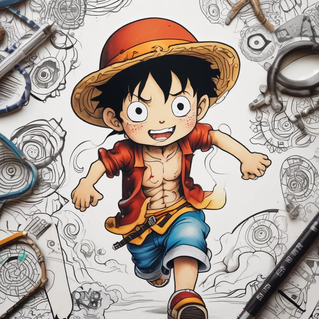 Luffy as a child running tatuagem