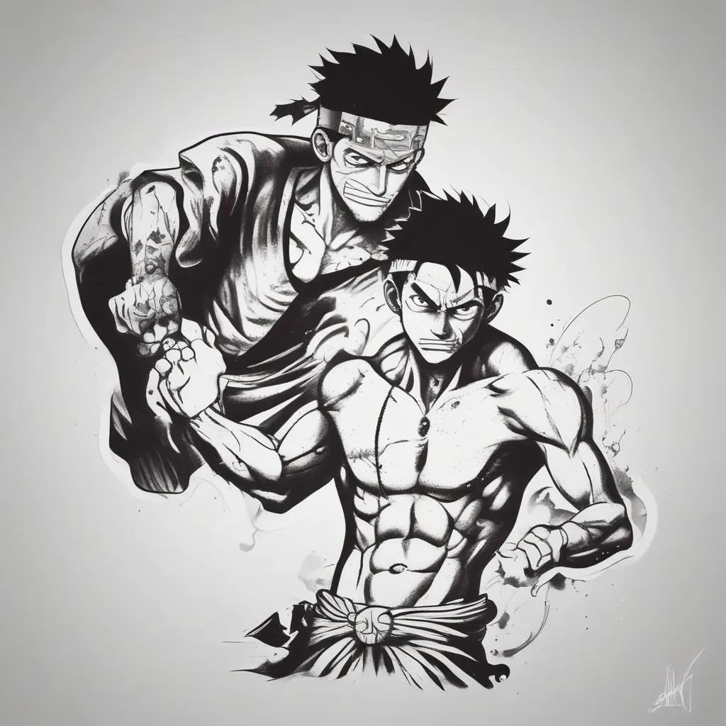 Luffy fighting zoro tetování