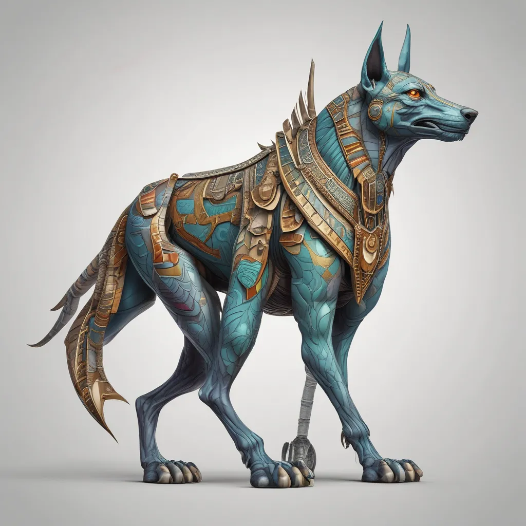 anubis démoniaque méchant en couleur tatuaż