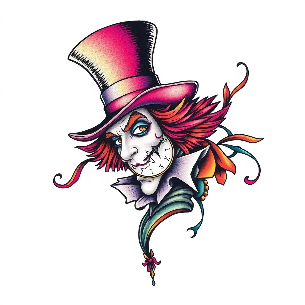 Mad hatter with clock 纹身