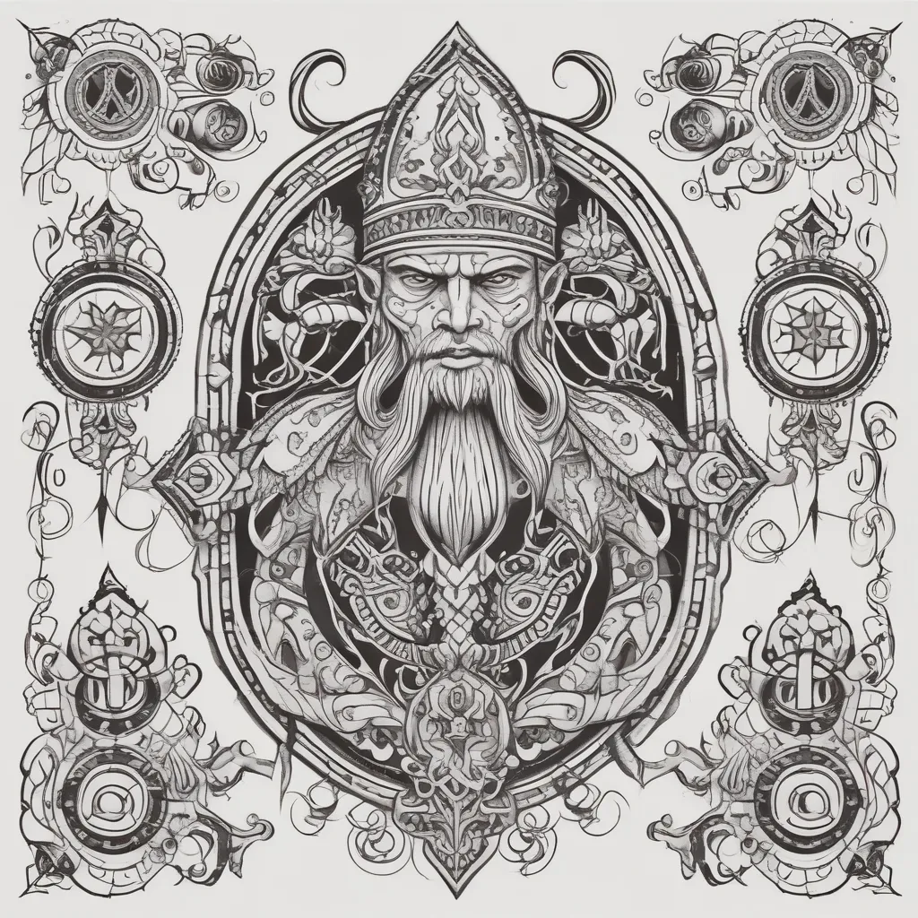 Magicien, jeu de cartes, viking, runes,  tatuering