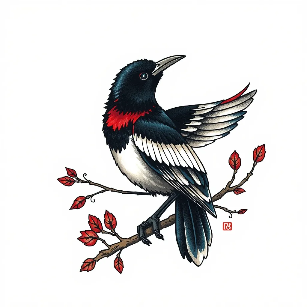 magpie tatouage
