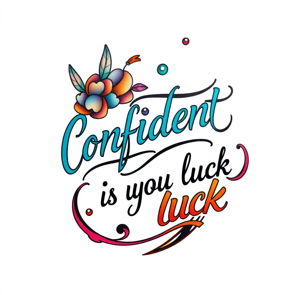 Make a tattoo with a sentence "Confident is your luck "  tattoo