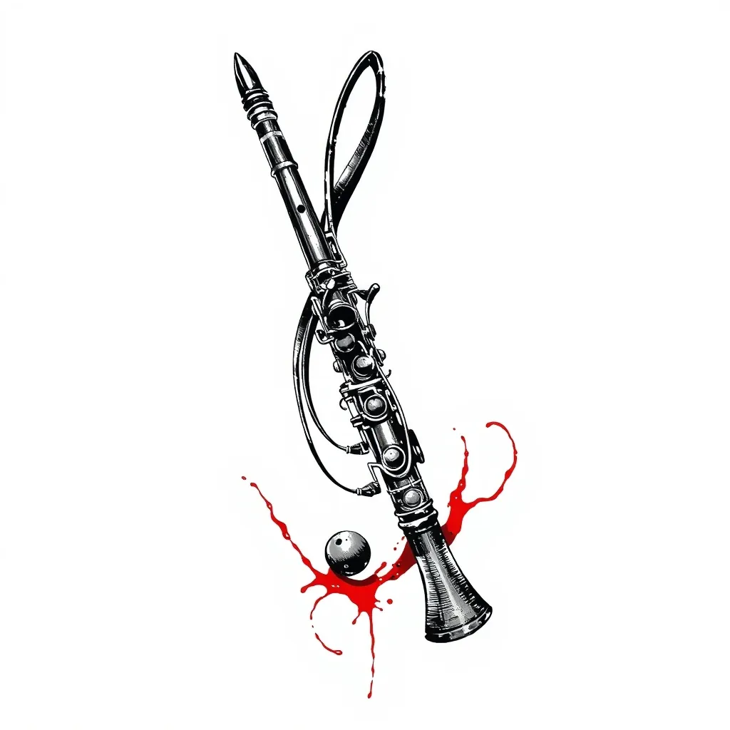 Realiza un oboe incrustado en una clave de sol 纹身