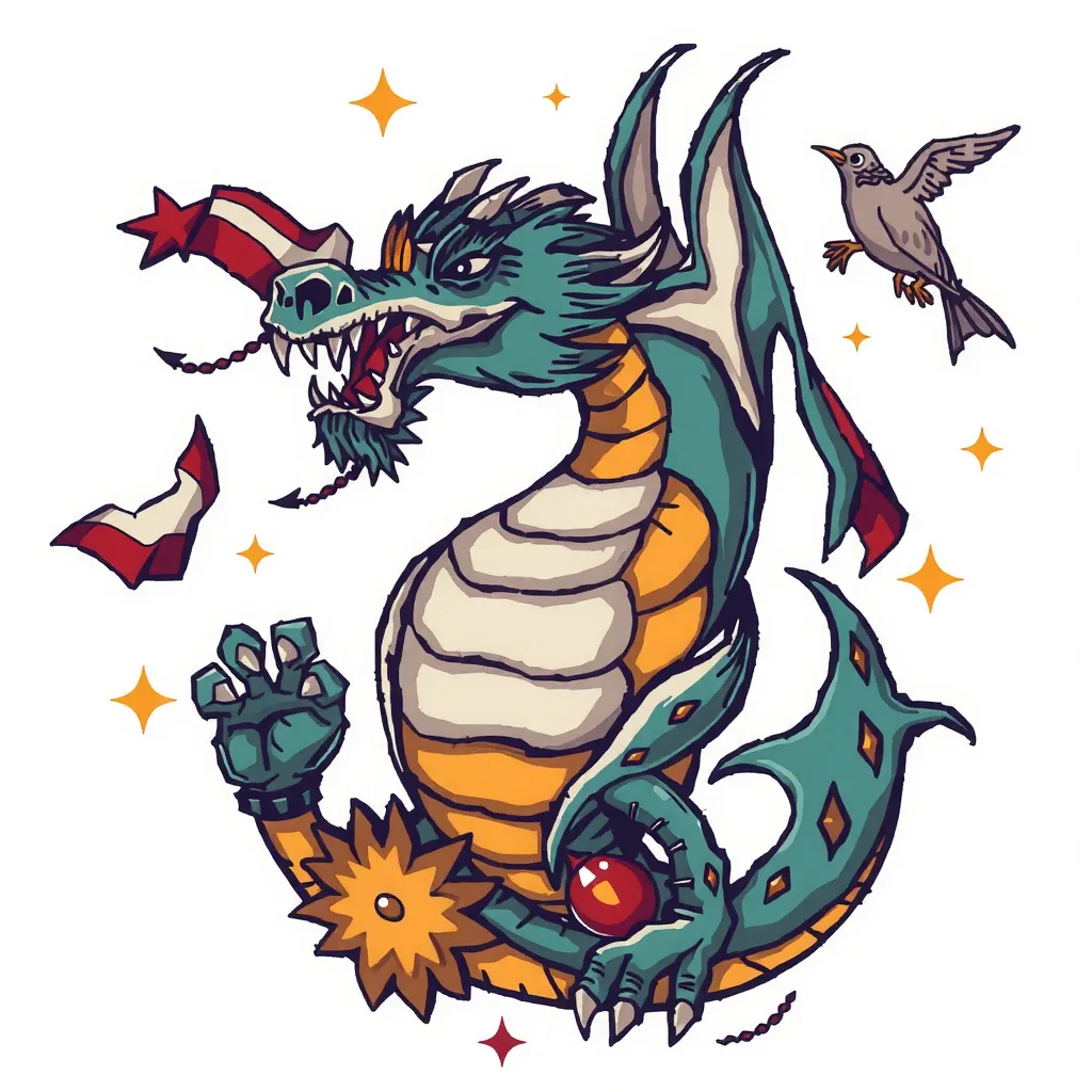 make dragon with latvian folk signs татуировка