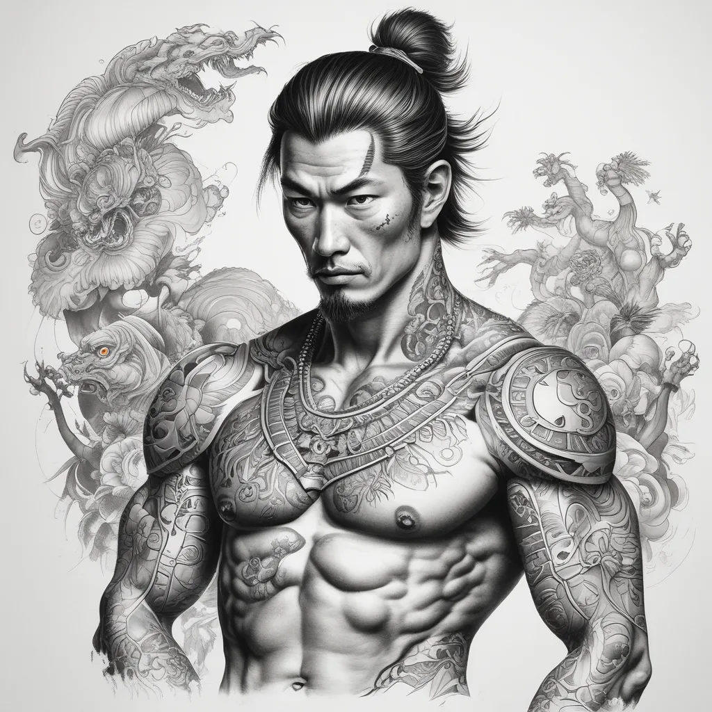 上身赤裸的男武士 tattoo