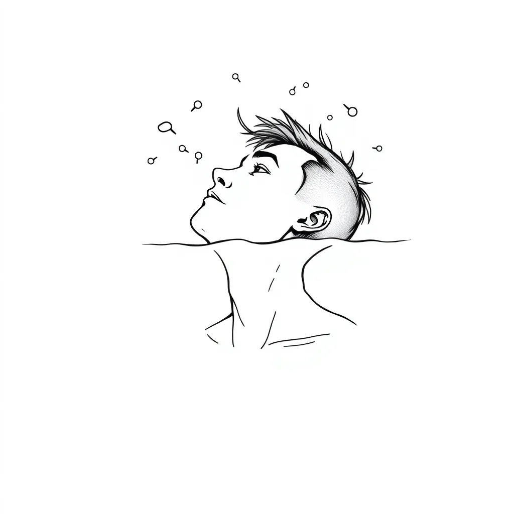 man drowning in his own thoughts 문신