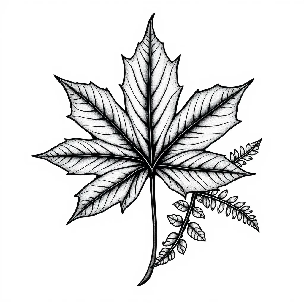 maple leaf, silver fern, peony tattoo