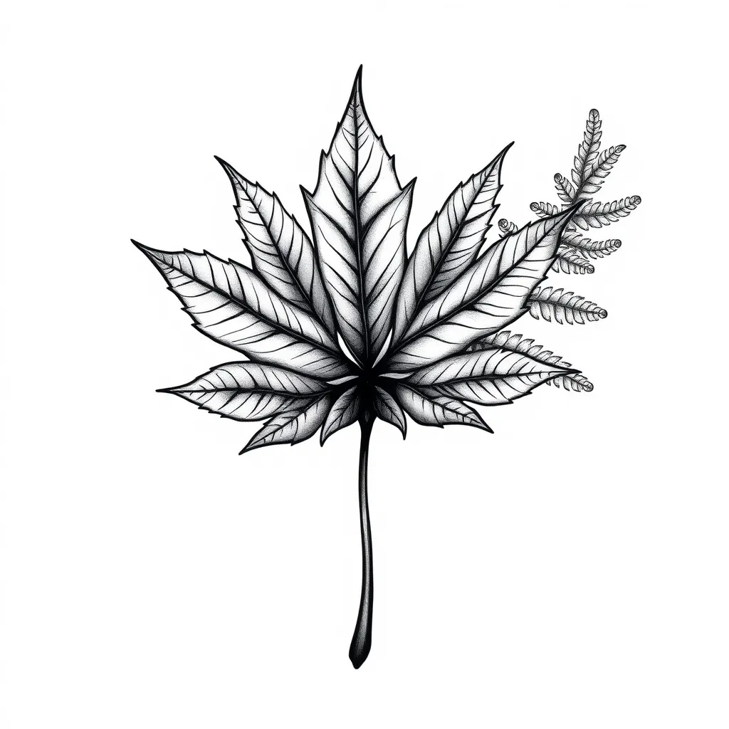 maple leaf, silver fern, peony tattoo