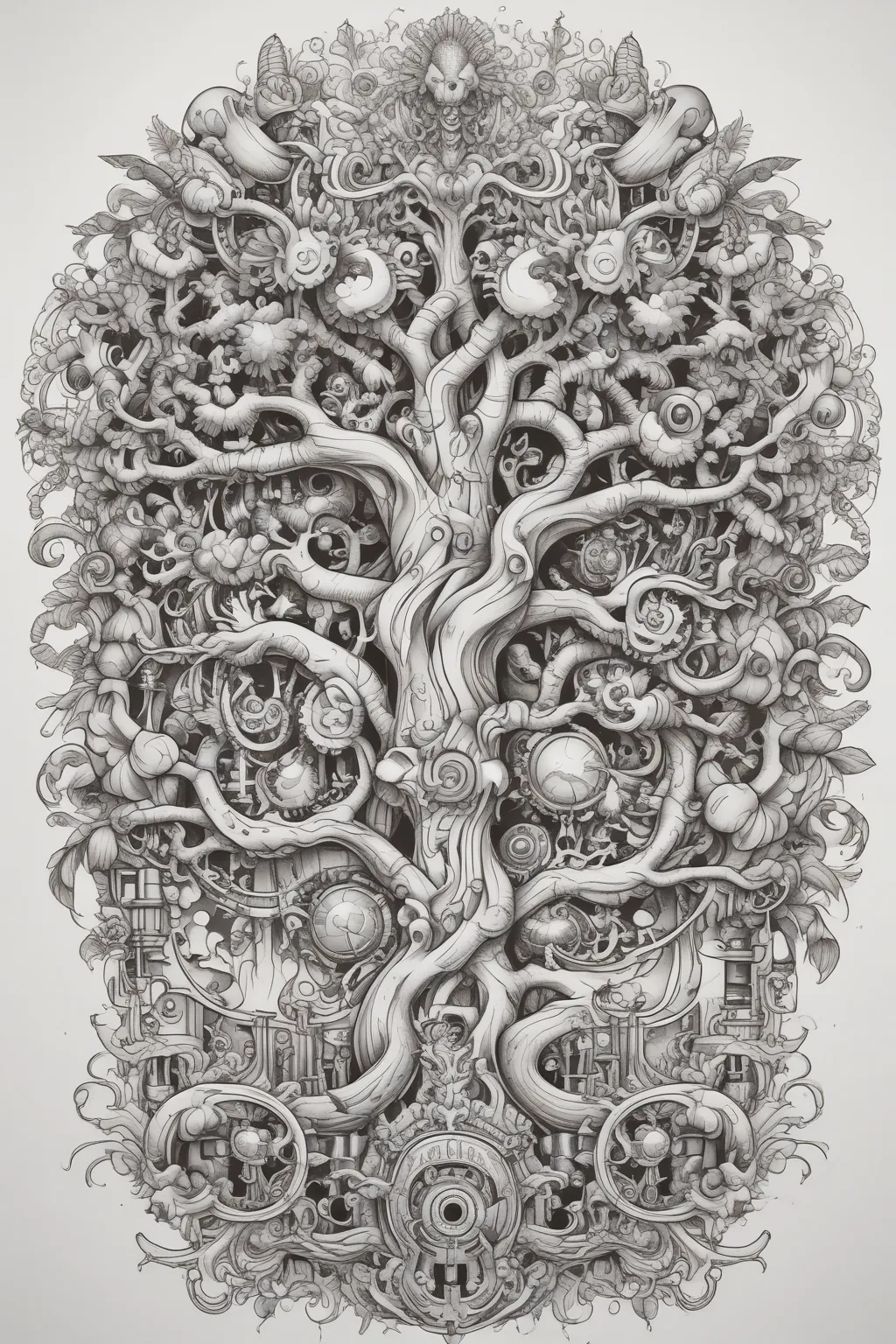 Mechanical tree tatouage