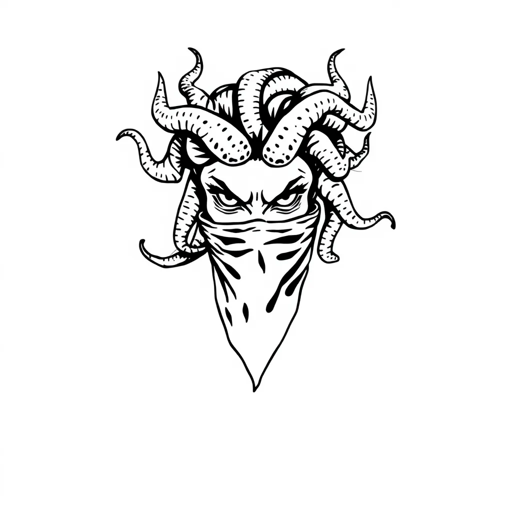 Medusa con bandana alla bocca  tatuaggio