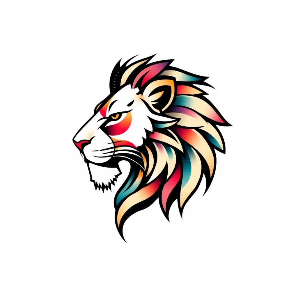 Minimalist abstract lion side face tatuering