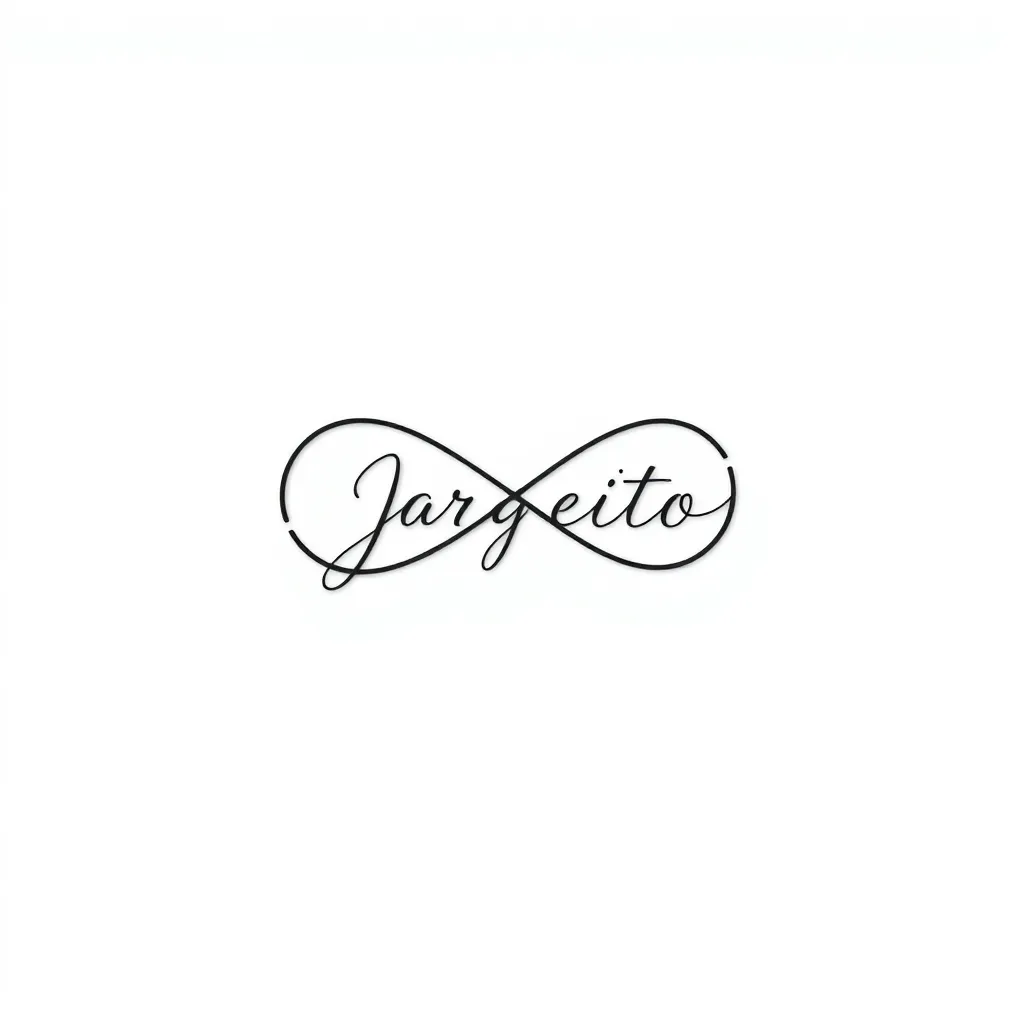 TATUAJE MINIMALISTA DEL SIMBOLO INFINTO CON EL NOMBRE JORGITO COMO PARTE DE SUS LINEAS tattoo