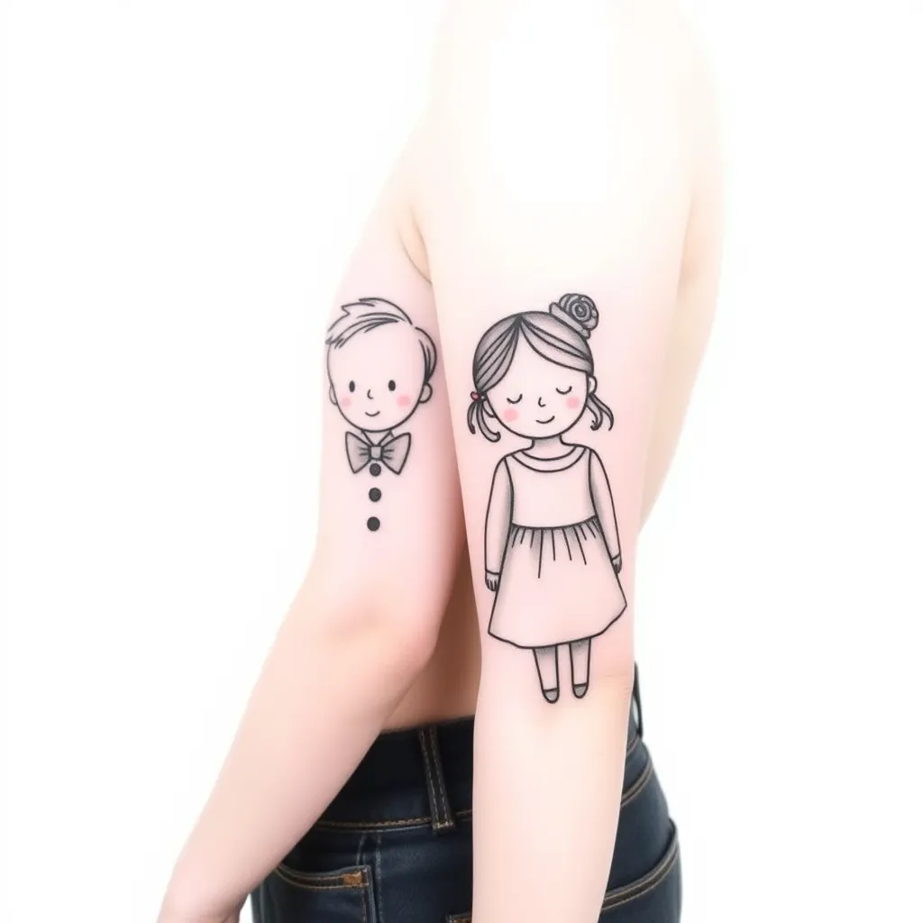 tatuaje minimalista represente a mis hijos e hija  tattoo