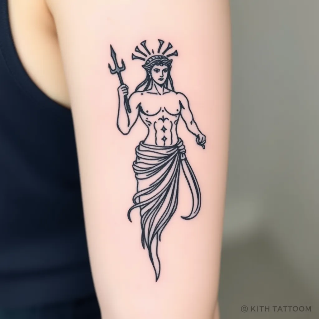 Personaggio della mitologia greca stile moderno per tatuaggio piccolo sul braccio tetování