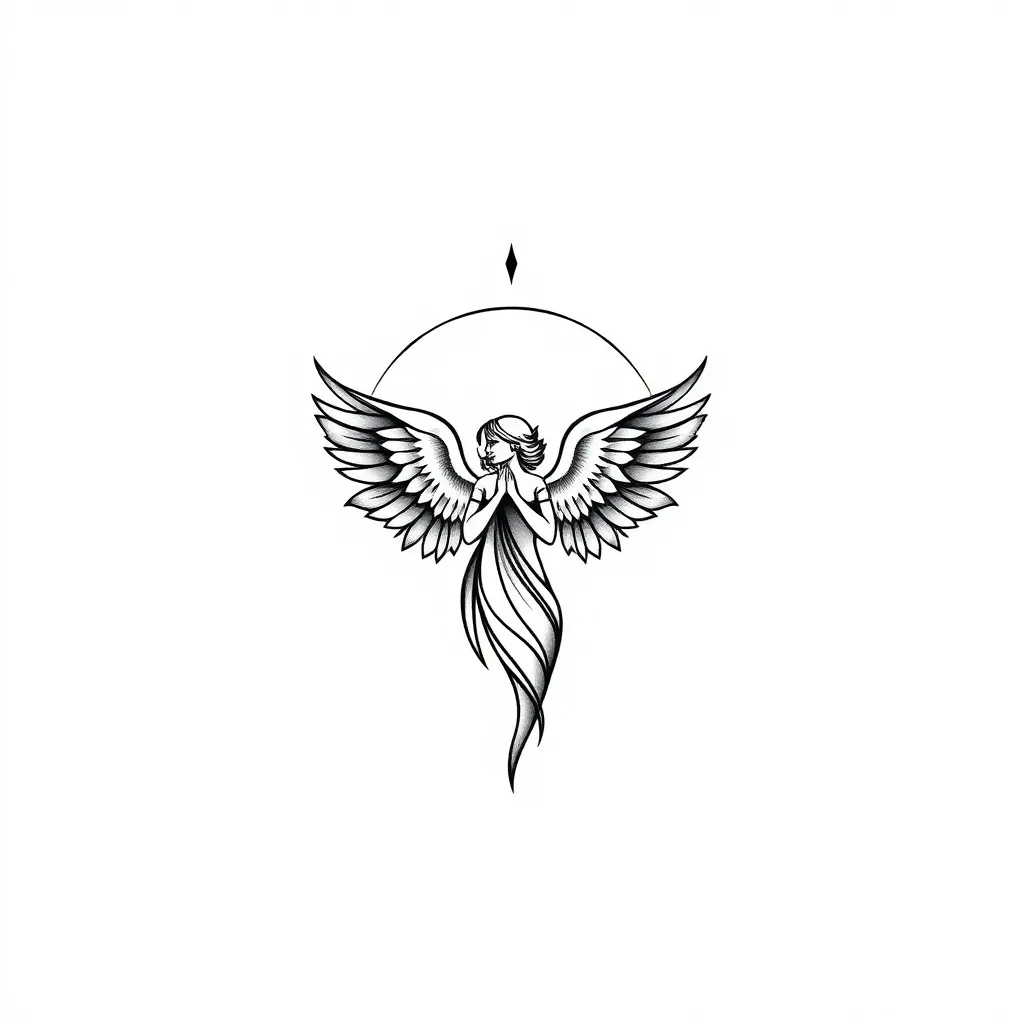 Moon angel tattoo