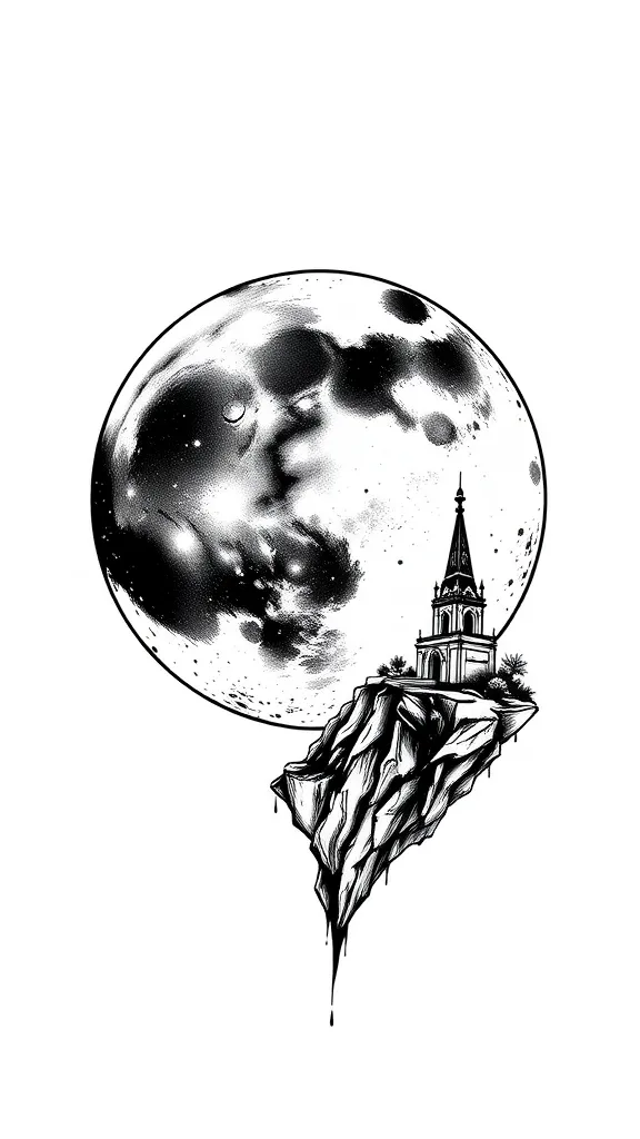 Moon landscape, Space Exploration, Building  문신