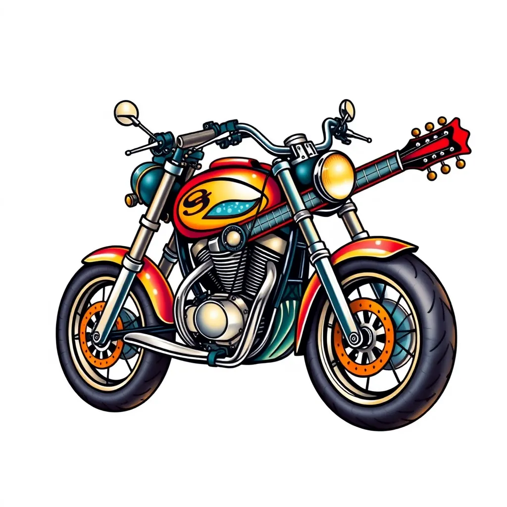 motorbike withguitar tattoo