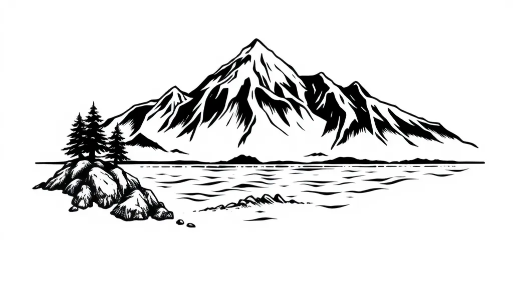 Mountain and sea tattoo