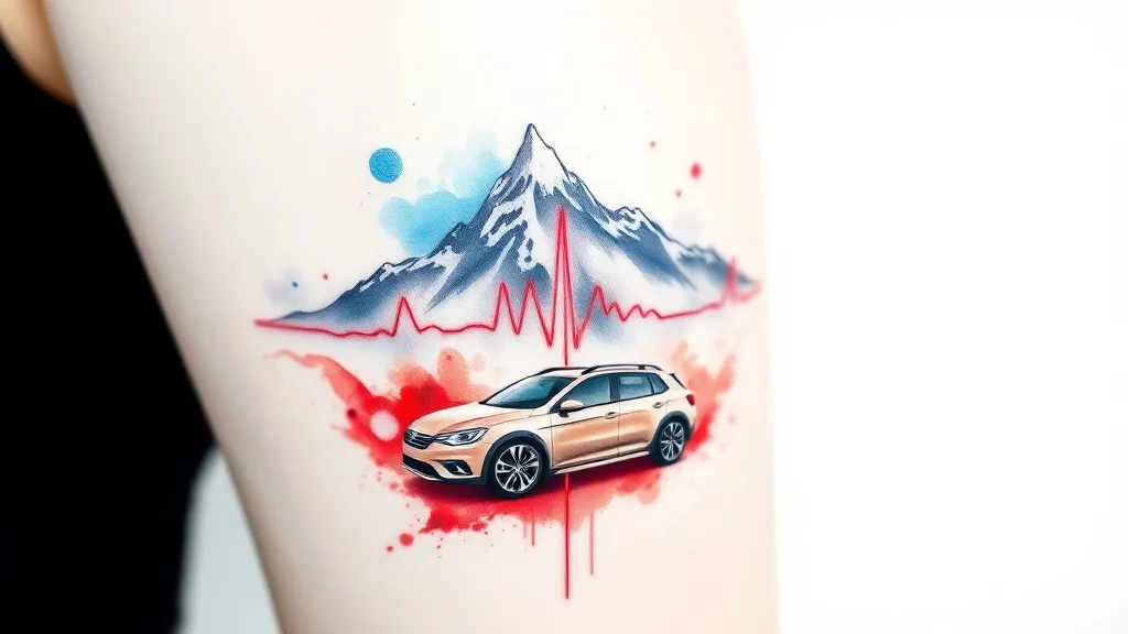 山，心电图，线条，摄影，汽车 tatuagem