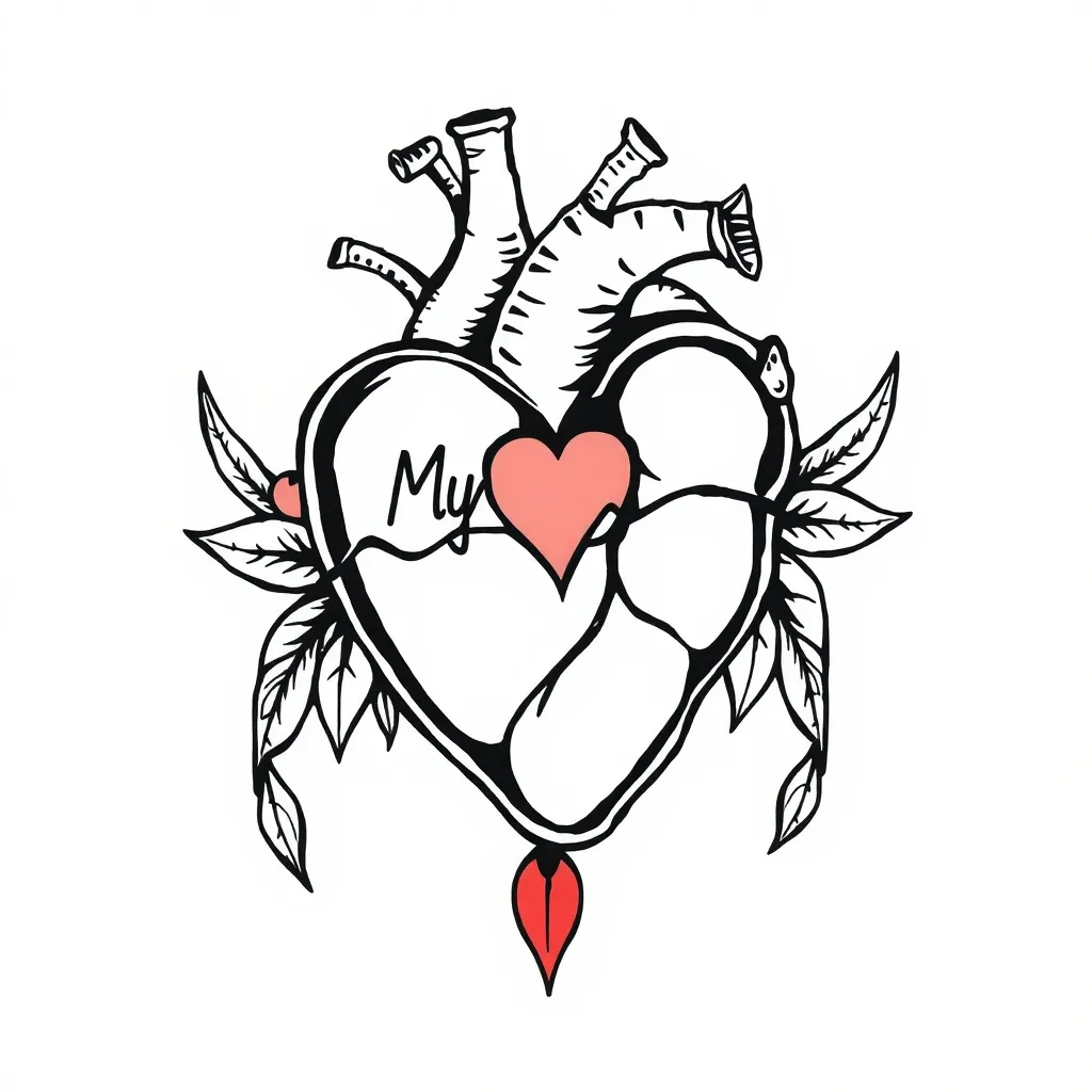 linea m corazón l 문신