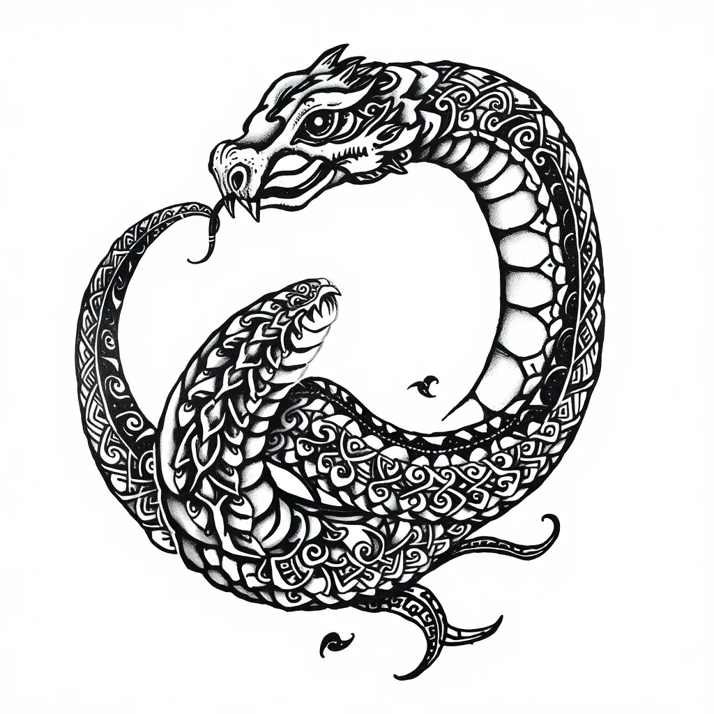 Myanmar chinthe with snake  tatuaż