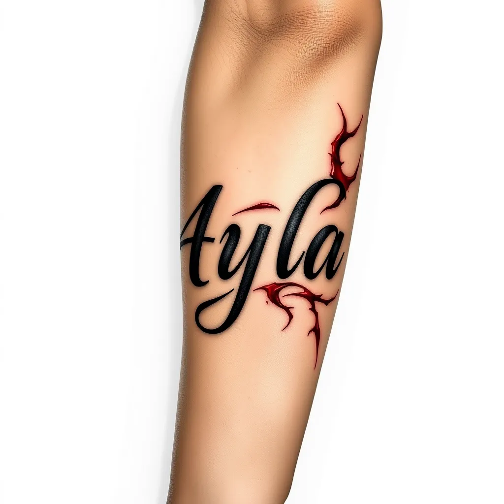 Name Ayla Unterarm aus einer Wunde tatuaje