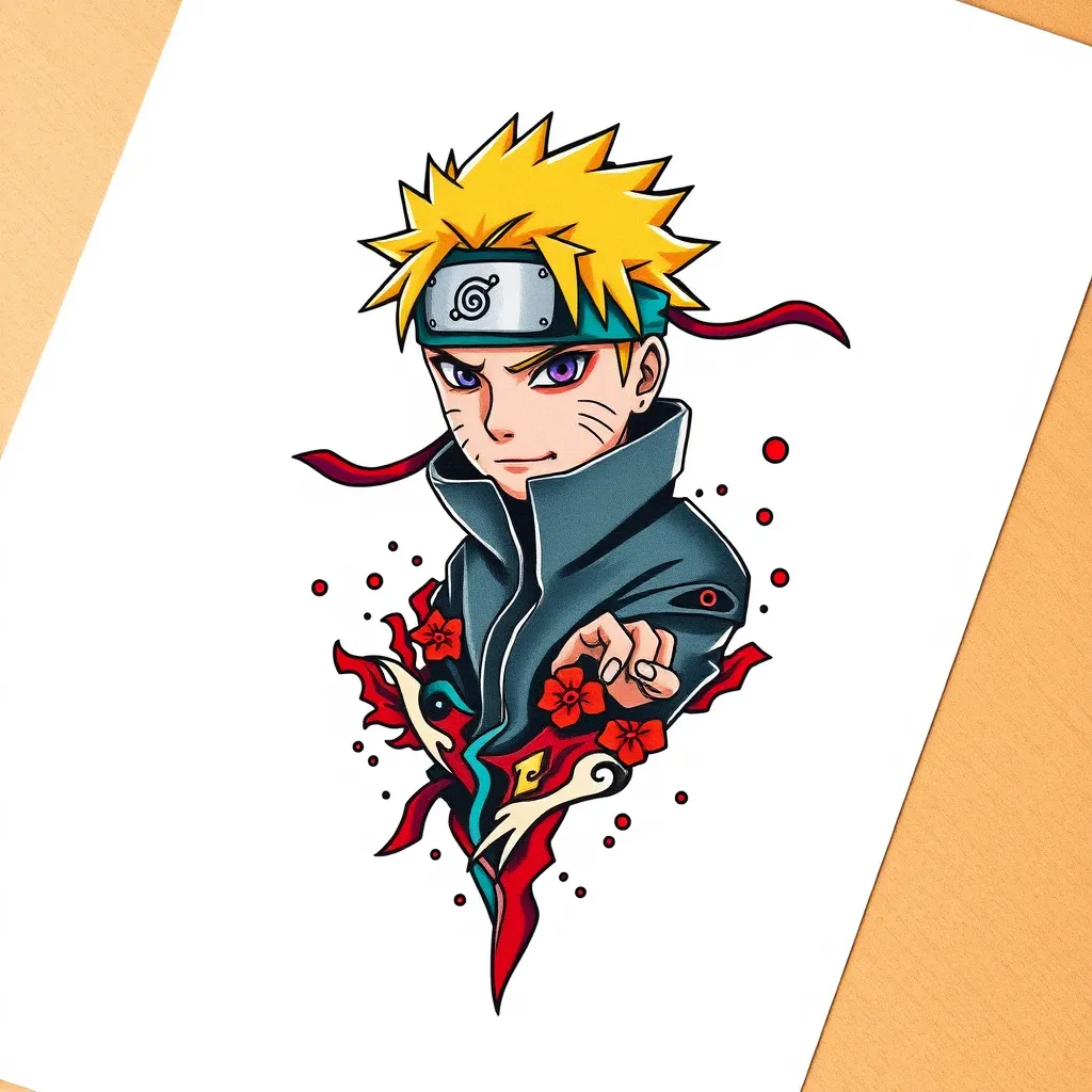 Naruto sticker style tatuaż