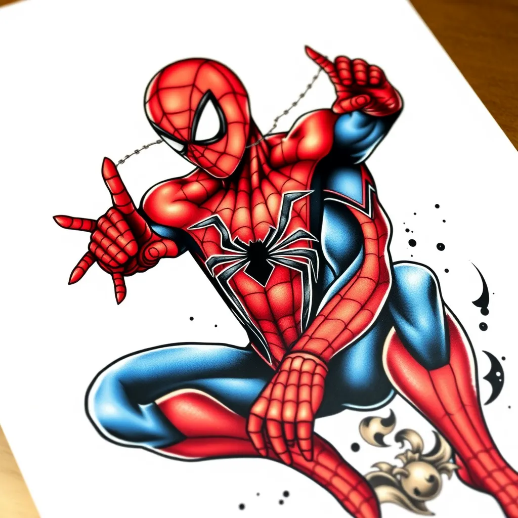 Neo traditional spiderman  tatouage