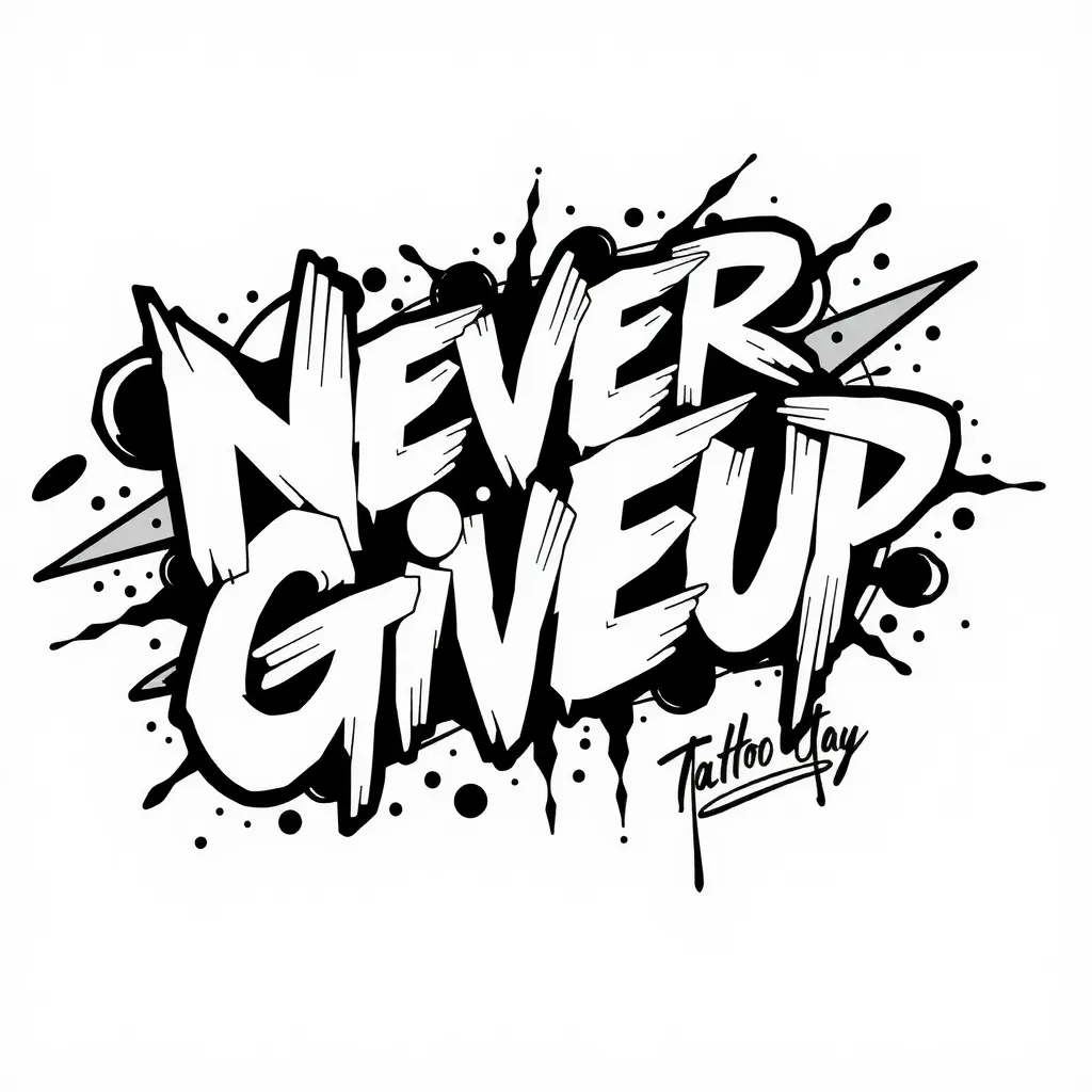 never give up tatuering