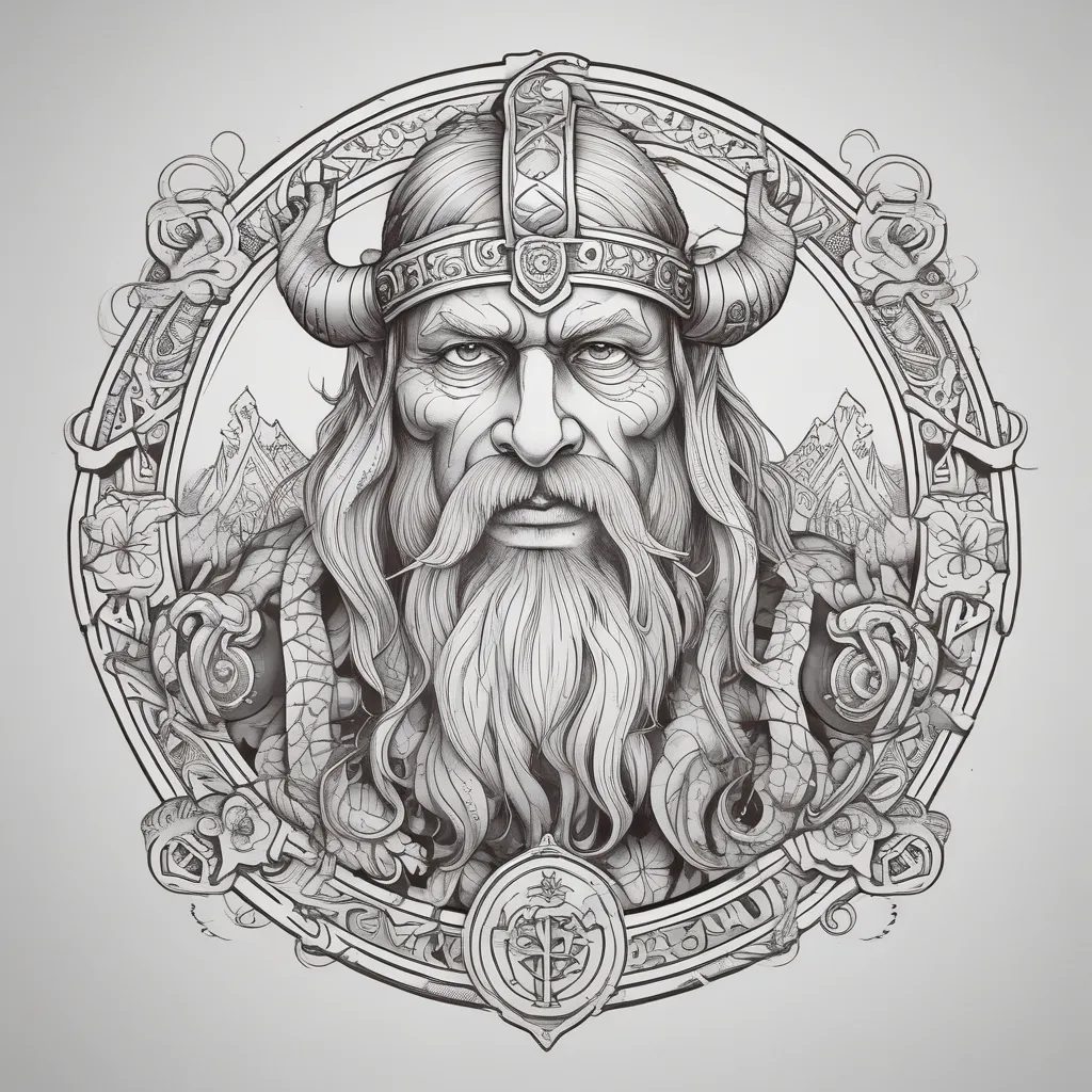 Nordic tattoo design of a Viking with the Real Madrid crest  tatoeage