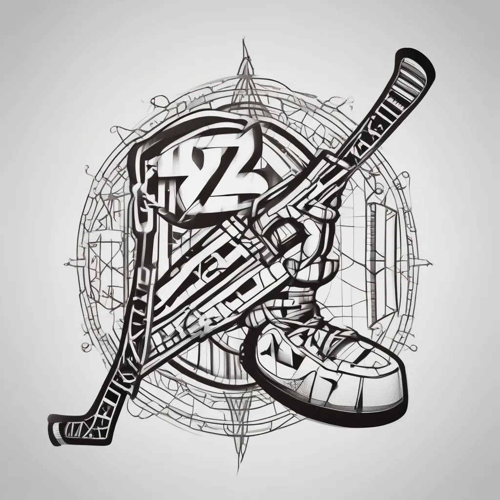 Number 22 made out of hockey sticks टैटू